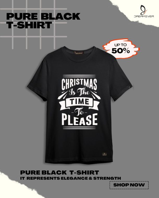 Christmas is the time to please Black T-Shirt for men
