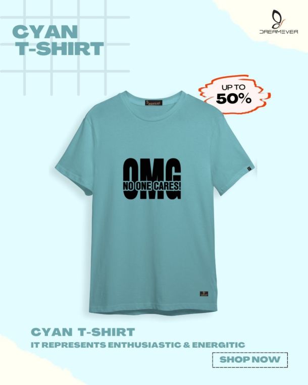 OMG Cyan T-Shirt for Men