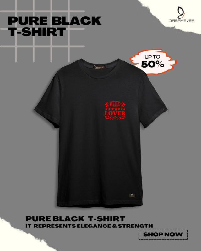 Hello Lover Black T-Shirt for Men